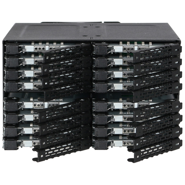 ICYDOCK 16 x 2.5インチ SSD/HDD 搭載用リムーバブルケース 2 x 5.25 インチベイサイズ