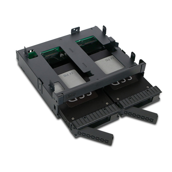 ICYDOCK 2x 2.5インチHDD/SSD + ウルトラスリム/スリムODD搭載用リムーバブルケース 5.25インチベイサイズ