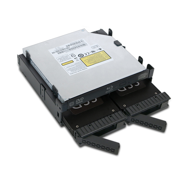 ICYDOCK 2x 2.5インチHDD/SSD + ウルトラスリム/スリムODD搭載用リムーバブルケース 5.25インチベイサイズ