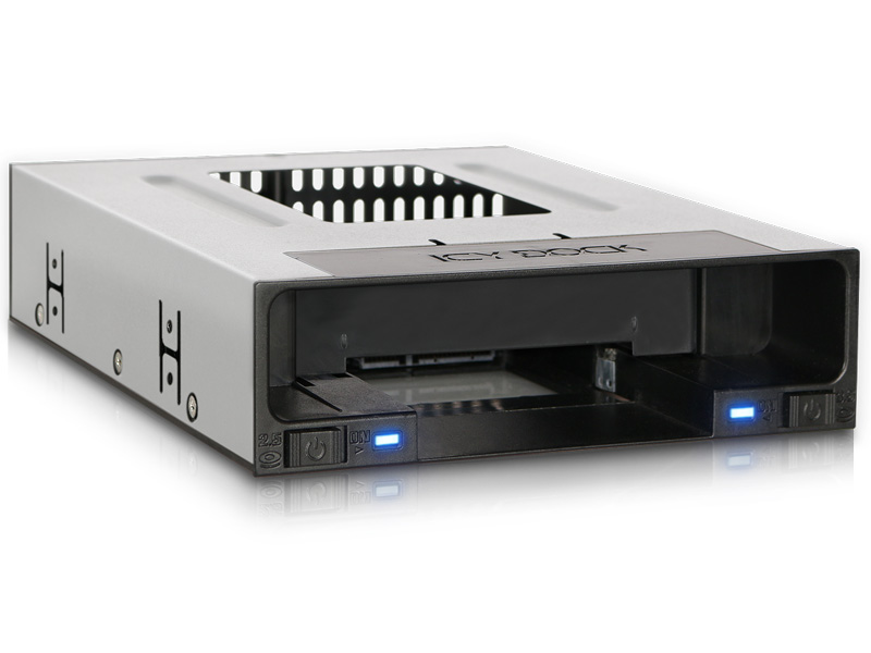 ICYDOCK　2.5インチ ＆ 3.5インチ SSD/HDD搭載用リムーバブルケース　5.25インチベイサイズ　トレイレスタイプ