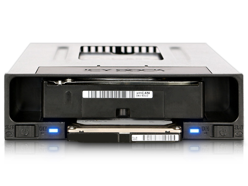 ICYDOCK 2.5インチ & 3.5インチ SSD/HDD搭載用リムーバブルケース 5.25インチベイサイズ トレイレスタイプ