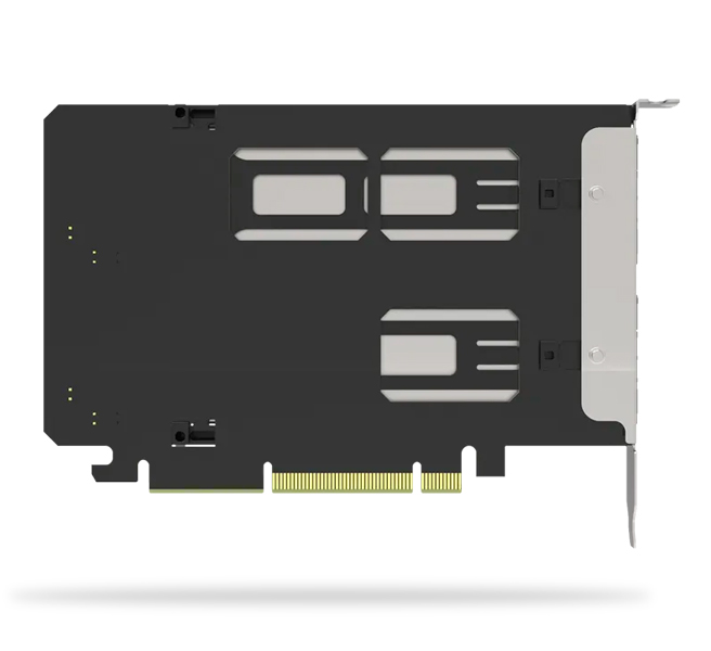 2 x M.2 NVMe SSD搭載用リムーバブルアダプタ PCIe5.0 x8拡張スロット対応（PCIe分岐機能が必要）