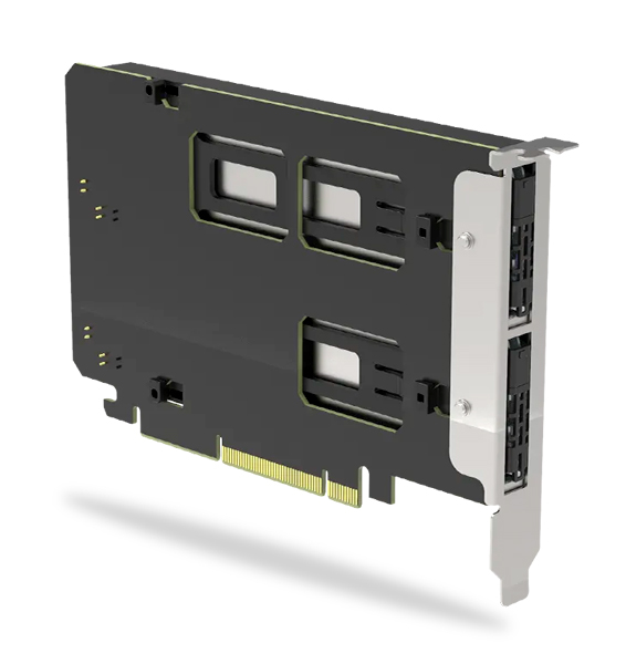 2 x M.2 NVMe SSD搭載用リムーバブルアダプタ PCIe5.0 x8拡張スロット対応（PCIe分岐機能が必要）