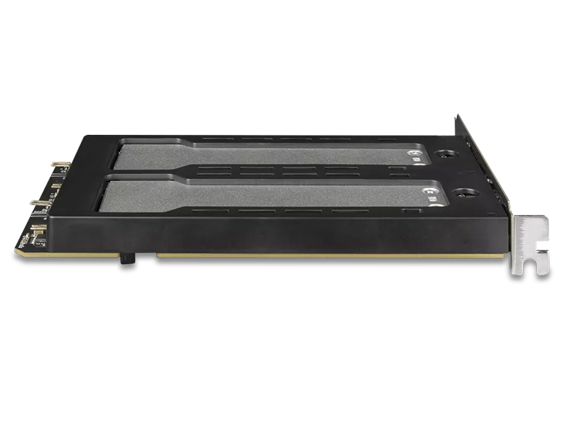 2 x M.2 NVMe SSD搭載用リムーバブルアダプタ PCIe4.0 x8拡張スロット対応（PCIe分岐機能が必要）