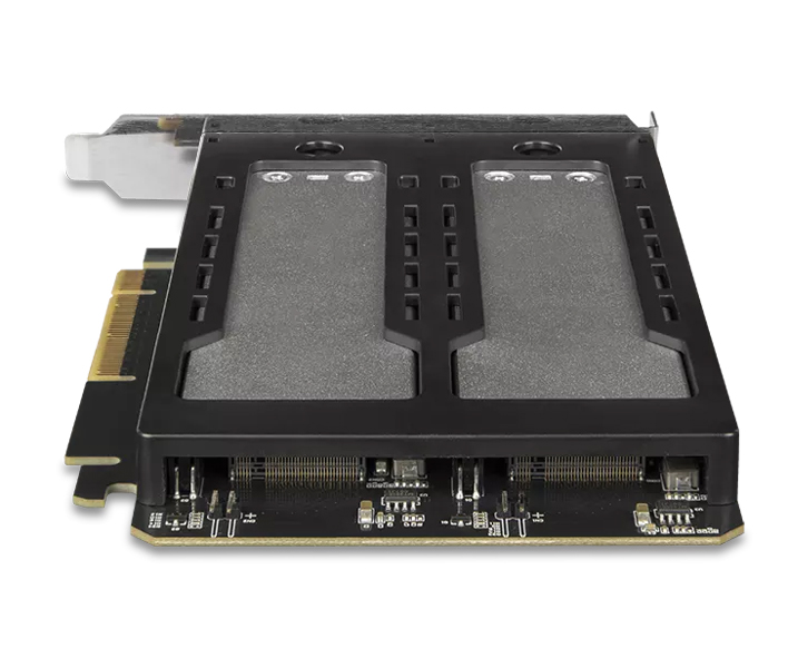 2 x M.2 NVMe SSD搭載用リムーバブルアダプタ PCIe4.0 x8拡張スロット対応（PCIe分岐機能が必要）