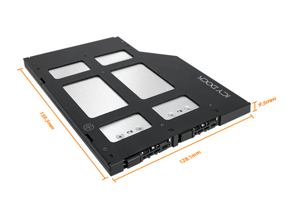 ICYDOCK　2 x M.2 NVMe SSD 搭載用 リムーバブルケース PCIe 4.0対応　9.5mm ウルトラスリム ODD ベイサイズ