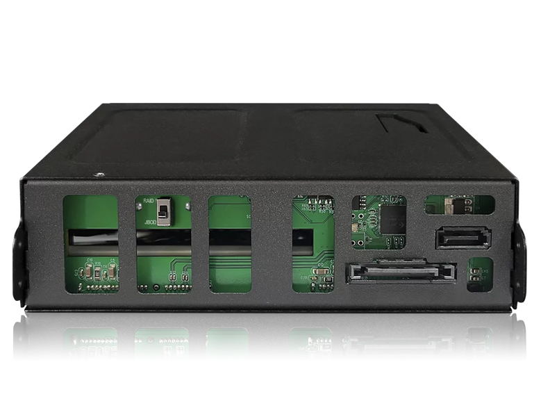 2.5インチ SATA HDD/SSD搭載用RAIDユニット 5.25インチベイサイズ RAID 1 & JBODモード対応