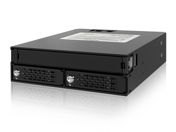 ICYDOCK　2x 2.5インチSAS/SATA HDD / SSD + Slim ODD搭載用リムーバブルケース　5.25インチベイサイズ　キーロック付モデル