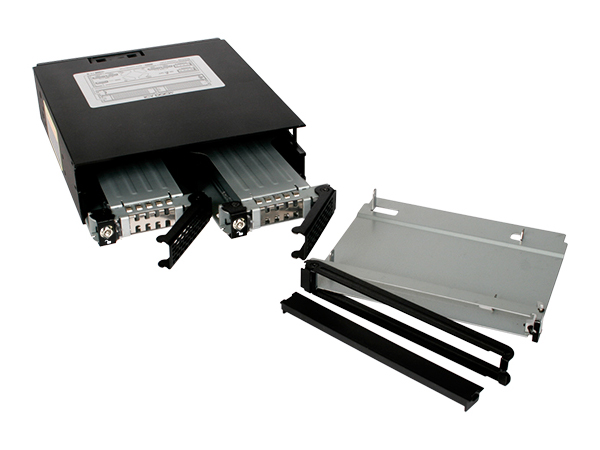 ICYDOCK　2x 2.5インチSAS/SATA HDD / SSD + Slim ODD搭載用リムーバブルケース　5.25インチベイサイズ　キーロック付モデル