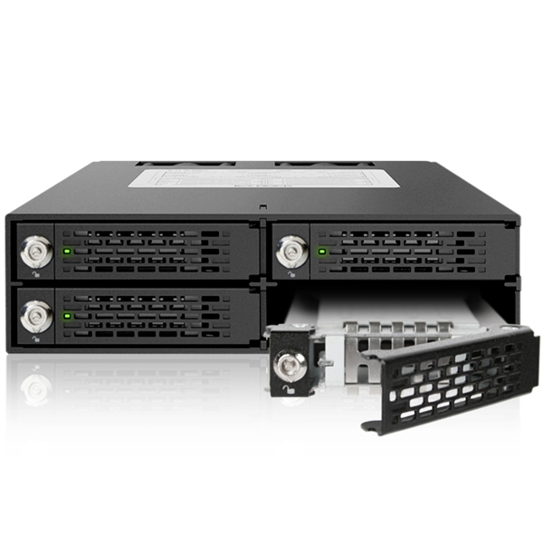 ICYDOCK 4x2.5インチ SATA/SAS HDD/SSD搭載用リムーバブルケース　5.25インチベイサイズ　キーロック付モデル