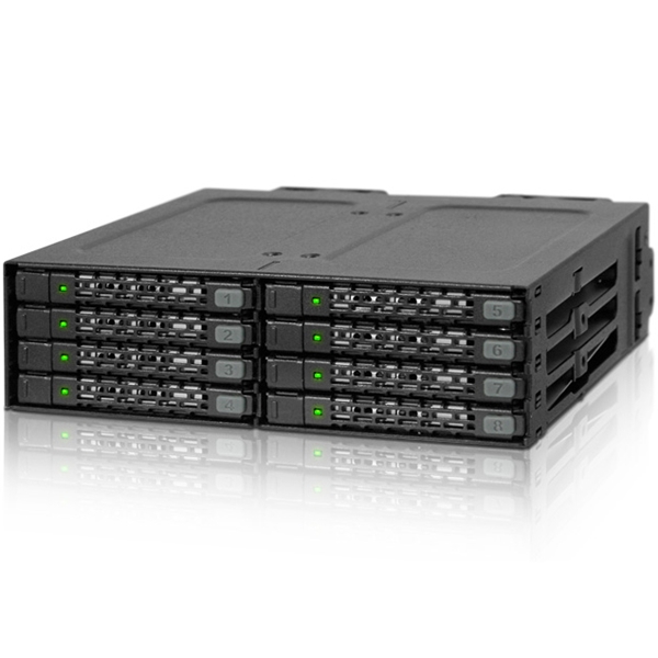 ICYDOCK　8x 2.5インチ SAS/SATA SSD HDD搭載用リムーバブルケース　5.25インチベイサイズ