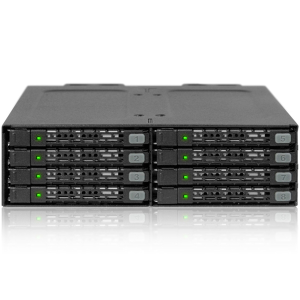 ICYDOCK　8x 2.5インチ SAS/SATA SSD HDD搭載用リムーバブルケース　5.25インチベイサイズ