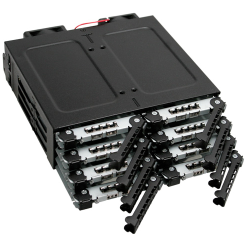 ICYDOCK　8x 2.5インチ SAS/SATA SSD HDD搭載用リムーバブルケース　5.25インチベイサイズ