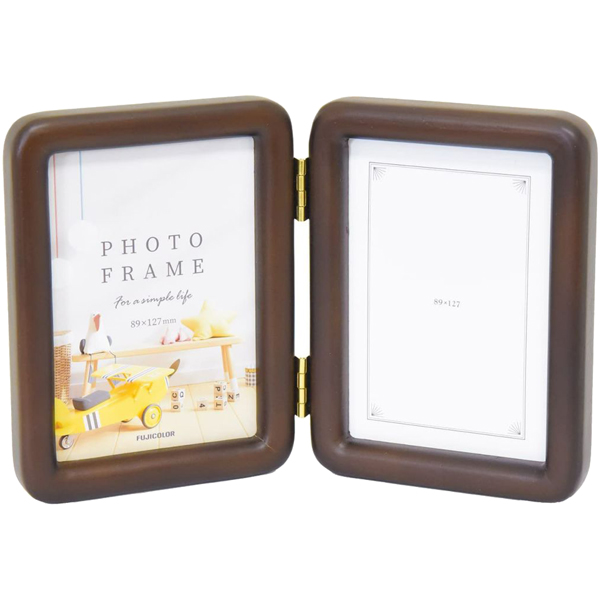 FUJICOLOR 木製フォトスタンド 4502TL Lサイズ×2面 ブラウン