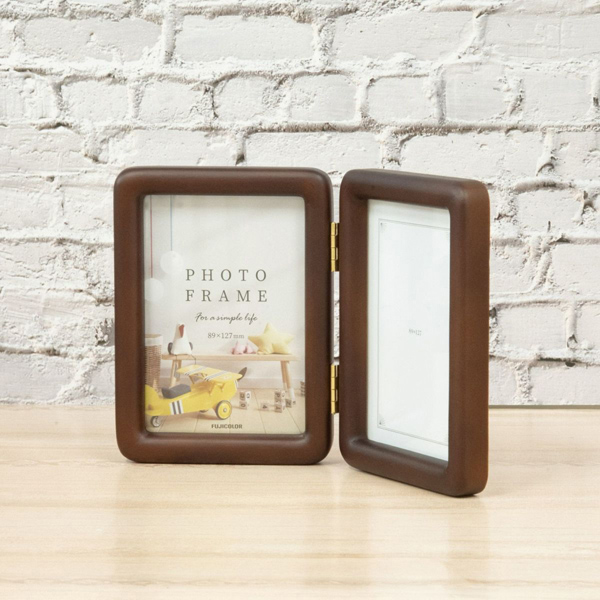 FUJICOLOR 木製フォトスタンド 4502TL Lサイズ×2面 ブラウン
