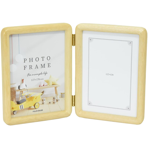 FUJICOLOR 木製フォトスタンド 4601TK 2Lサイズ×2面 木地