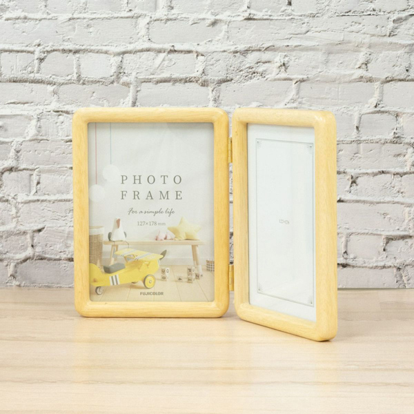 FUJICOLOR 木製フォトスタンド 4601TK 2Lサイズ×2面 木地