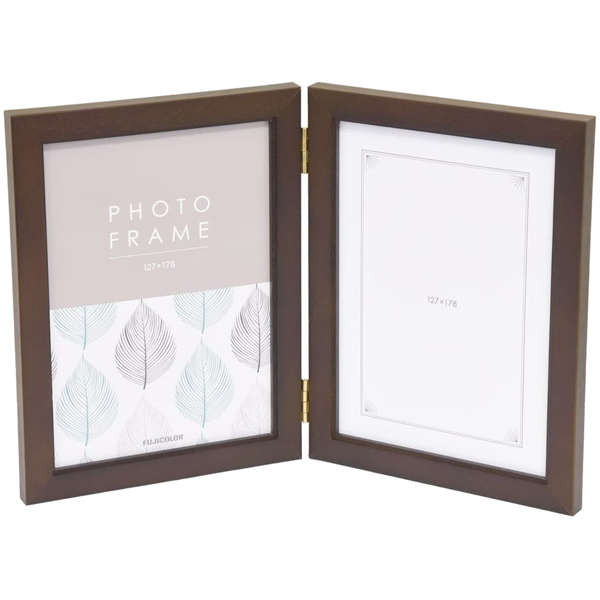 FUJICOLOR 木製フォトスタンド 4612TK 2Lサイズ×2面 ブラウン