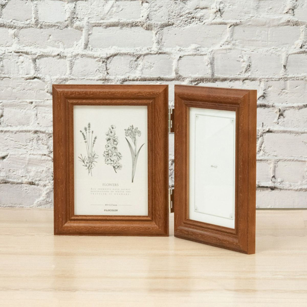 FUJICOLOR 木製フォトスタンド 4522TL Lサイズ×2面 ブラウン