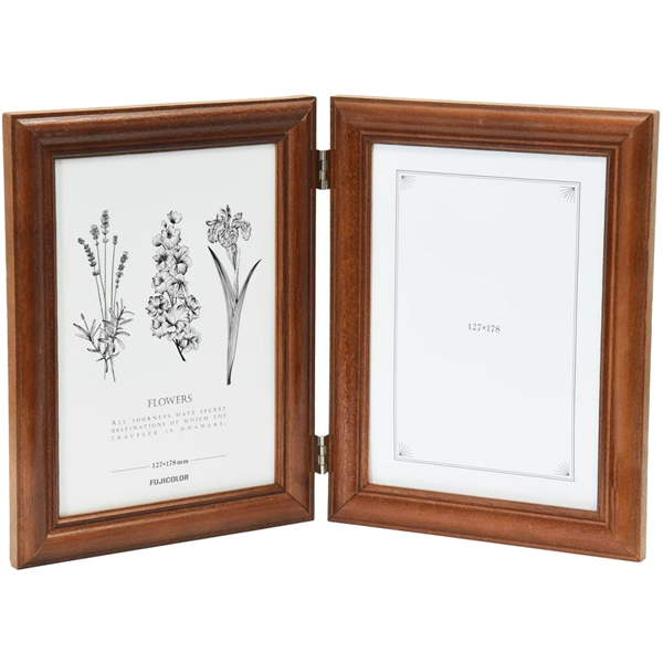 FUJICOLOR 木製フォトスタンド 4622TK 2Lサイズ×2面 ブラウン