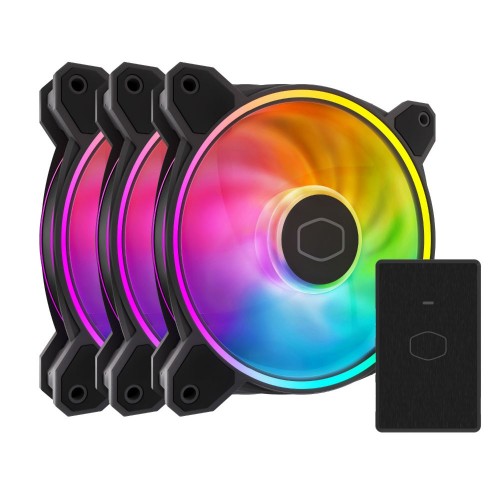 MasterFan MF120 Halo2 3in1/120mm ARGBファン3個パック/ブラック/デュアルループLED/LEDコントローラーA1付属