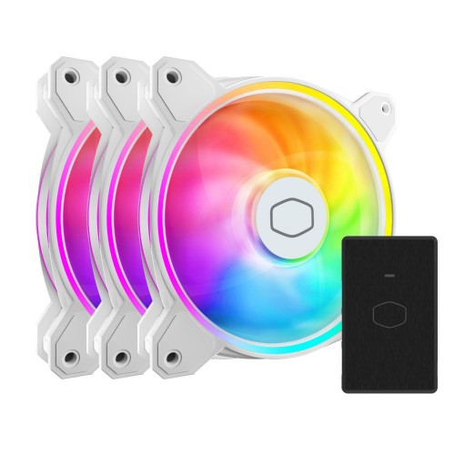 MasterFan MF120 Halo2 3in1 White Edition/120mm ARGBファン3個パック/ホワイト/デュアルループLED/LEDコントローラーA1付属