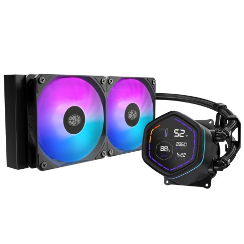 MasterLiquid Core Nex Digital 240 Black/240mm水冷CPUクーラー/システム情報を表示可能なデジタルパネル搭載/Intel LGA1851/1700/1200/1156/1155/1151/1150/AMD AM5/AM4