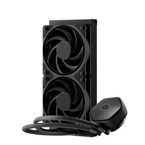 MasterLiquid Atmos II Stealth 240/240mm水冷CPUクーラー/オールブラック/VRM冷却ファン搭載/Intel LGA1851/1700/1200/1156/1155/1151/1150/AMD AM5/AM4