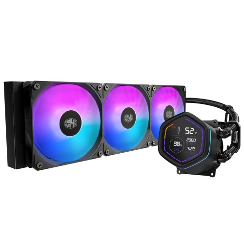 MasterLiquid Core Nex Digital 360 Black/360mm水冷CPUクーラー/システム情報を表示可能なデジタルパネル搭載/Intel LGA1851/1700/1200/1156/1155/1151/1150/AMD AM5/AM4