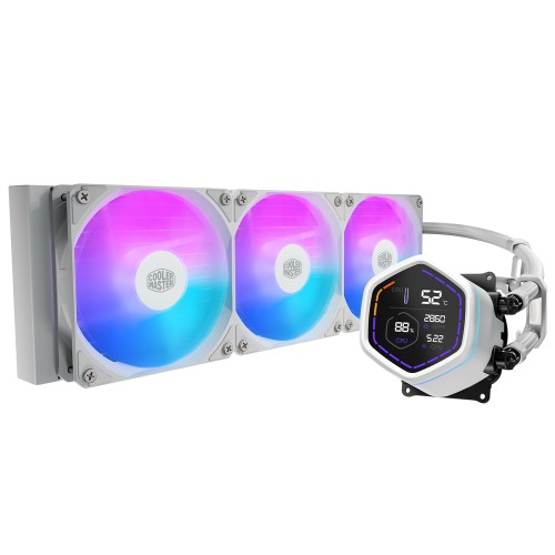 MasterLiquid Core Nex Digital 360 White/360mm水冷CPUクーラー/システム情報を表示可能なデジタルパネル搭載/Intel LGA1851/1700/1200/1156/1155/1151/1150/AMD AM5/AM4