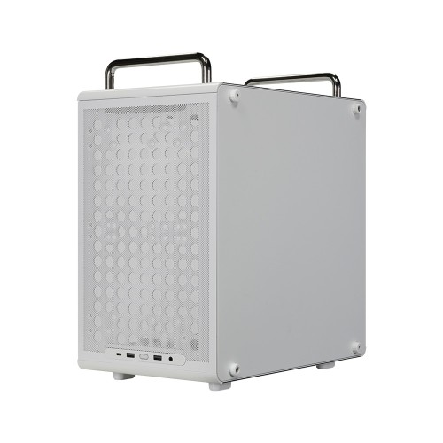 Qube 340 White With Handle/高エアフローPCケース/MicroATX/縦置き横置き両対応/外観と機能性の両方をユーザー好みにカスタマイズ可能/140mmファン1基標準搭載/ホワイト
