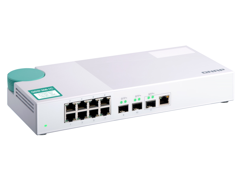 QSW-308-1C アンマネージドスイッチ (3ポート 10GbE + 8ポート 1GbE)