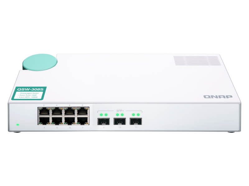 QSW-308S アンマネージドスイッチ (3ポート 10GbE + 8ポート 1GbE)