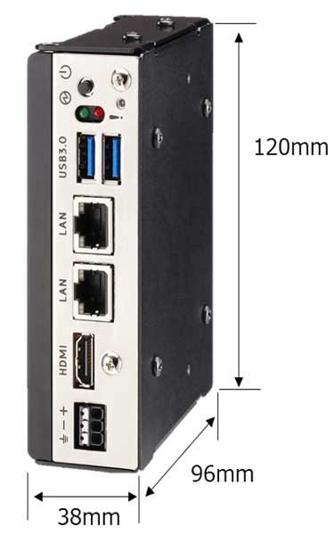 小型インダストリアルPC Windows 10 IoT Enterprise(64bit) eMMC(TLC) 64GB 温度拡張品 High-end DCジャックモデル(ACアダプタ対応)