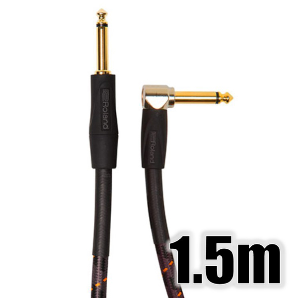 楽器用ケーブル/24K金メッキ/1.5m/TSフォン-TSフォン/片L字型