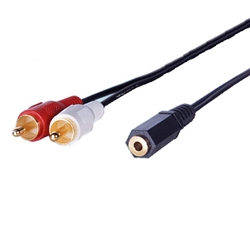 AUDIO変換ケーブル 3m ステレオミニメス-RCAピン×2