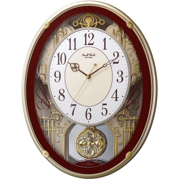 電波時計 掛け時計 18曲入り クリスタル飾り振り子付き 45x34.5cm スモールワールドプラウド