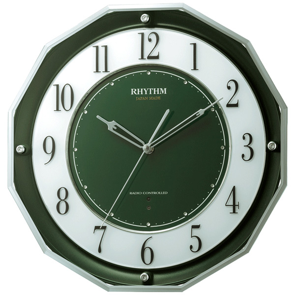 日本製 電波時計 掛け時計 広範囲受信 サイレントステップ秒針 34.1x34.1cm スリーウェイブM846
