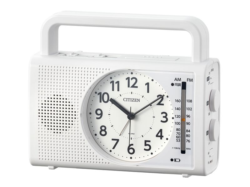 シチズン 防災 目覚まし時計 発電 スマホ充電 ワイドFM ライト付き 4RQ002