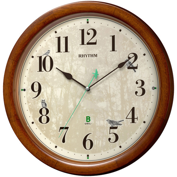 電波時計 掛け時計 日本野鳥の会協同開発 【野鳥の声で正時をお知らせ】 連続秒針 直径33.6cm M408