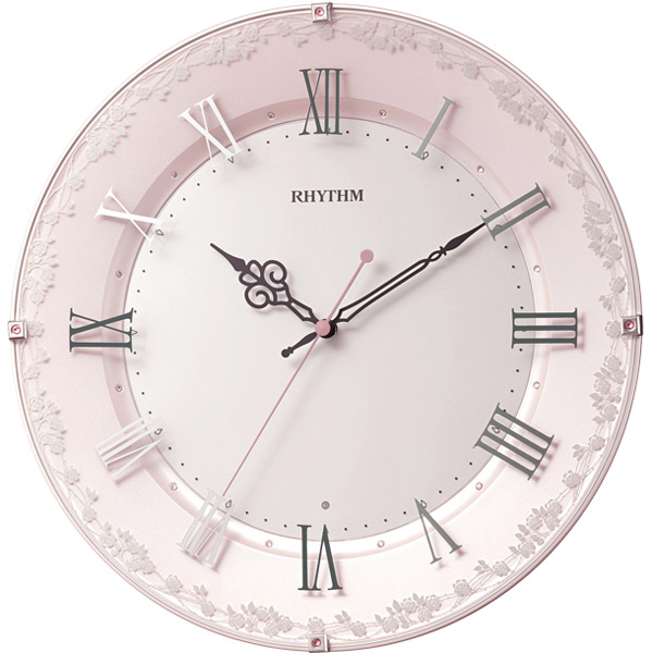 電波時計 掛け時計 連続秒針 クリスタル飾り付き 直径33cm アラカルト538