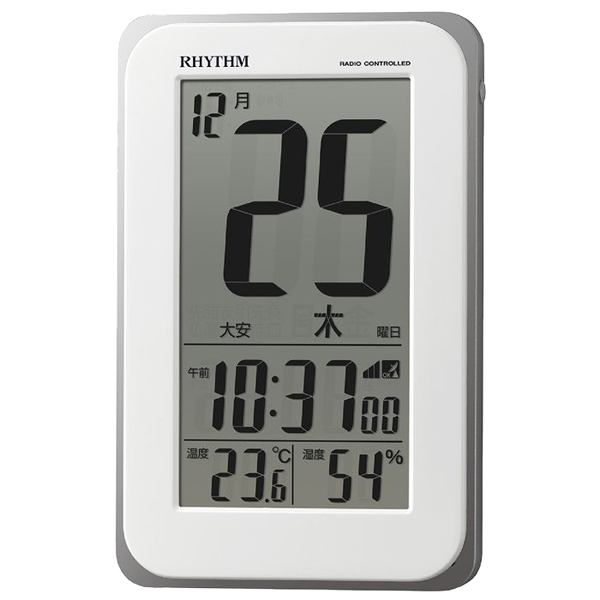 電波時計 目覚まし時計 電子音アラーム 温度 湿度 カレンダー 六曜 ライト付き フィットウェーブカレンダーD139