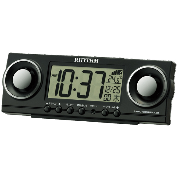 電波時計 大音量 目覚まし時計 電子音20種アラーム 温度 カレンダー フィットバトラー ジューク