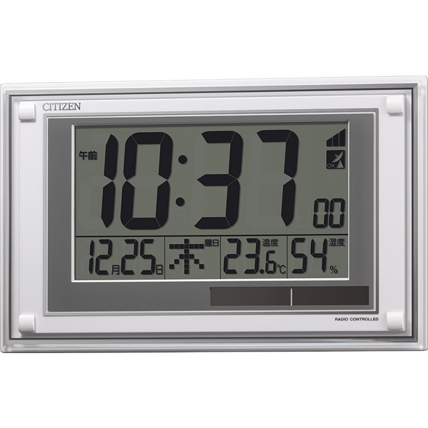 シチズン 電波時計 掛け時計 置き時計 ソーラー補助電源 温度 湿度 カレンダー