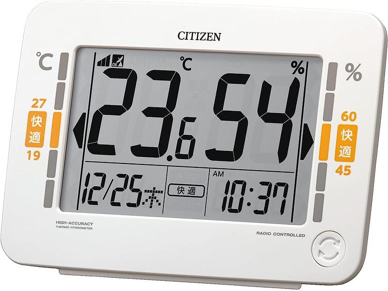 シチズン 高精度 温度・湿度計 快適目安表示 電波時計機能付き