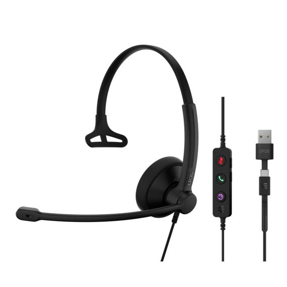 IMPACT 100 MS Mono USB-C+A / USB-A or USB-C接続 / 有線片耳ヘッドセット