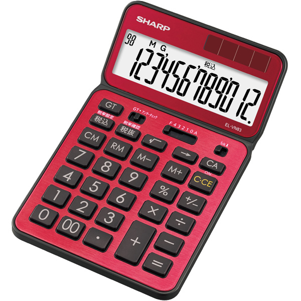 電卓 12桁 （ナイスサイズタイプ） レッド系（スタイリッシュレッド）