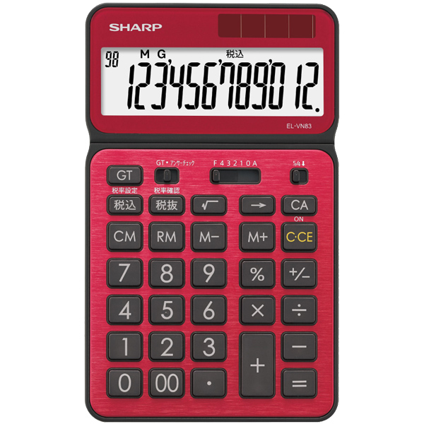 電卓 12桁 （ナイスサイズタイプ） レッド系（スタイリッシュレッド）
