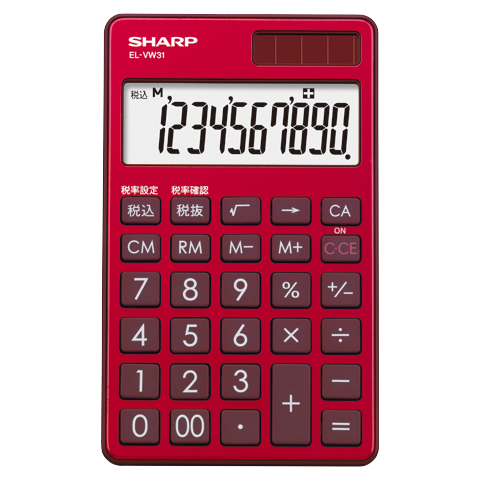 電卓 10桁 （手帳タイプ） スタイリッシュレッド