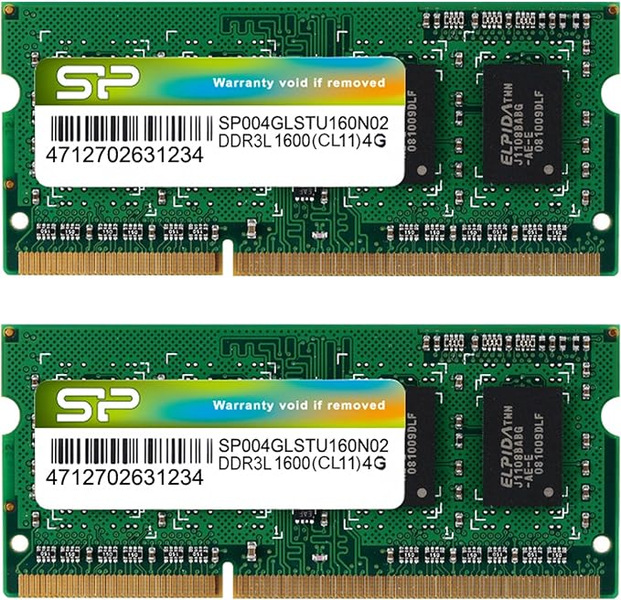 【1.35V低電圧メモリ】メモリモジュール 204Pin SO-DIMM DDR3L-1600(PC3L-12800) 4GB×2枚組 ブリスターパック